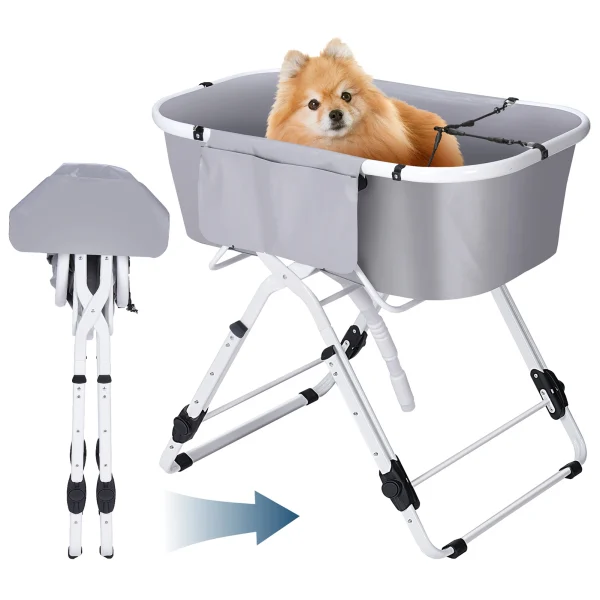Portable Dog Bathtub with Collapsible Non Slip Stand.