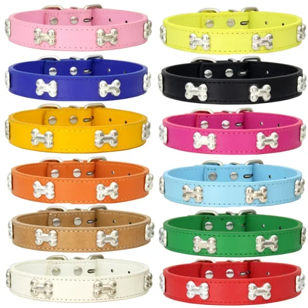 Bone Leather Durable Pet Collars.