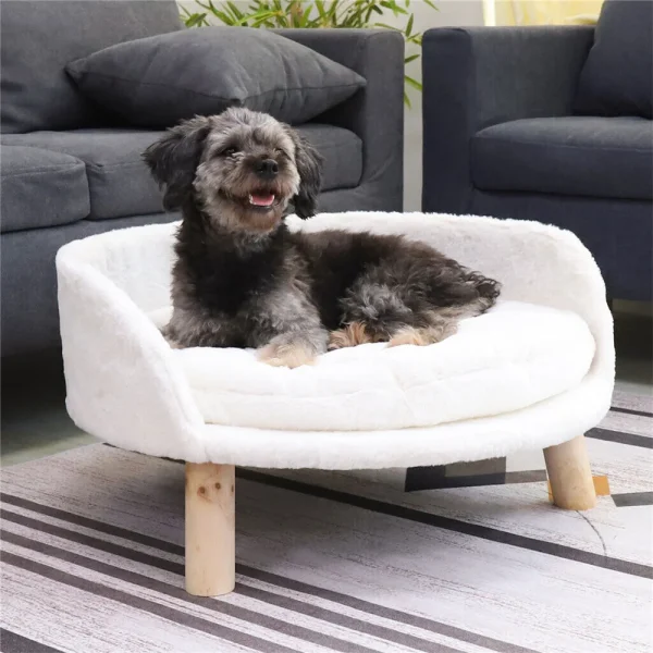 Ultra Soft Elevated Dog Sofa Bed Backrest Lounger with Removable Waterproof Padded Cushion