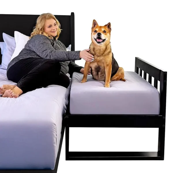 Wooden Raised Dog Bed Frame Only, Human-Style Free standing Bedside Co-sleeper